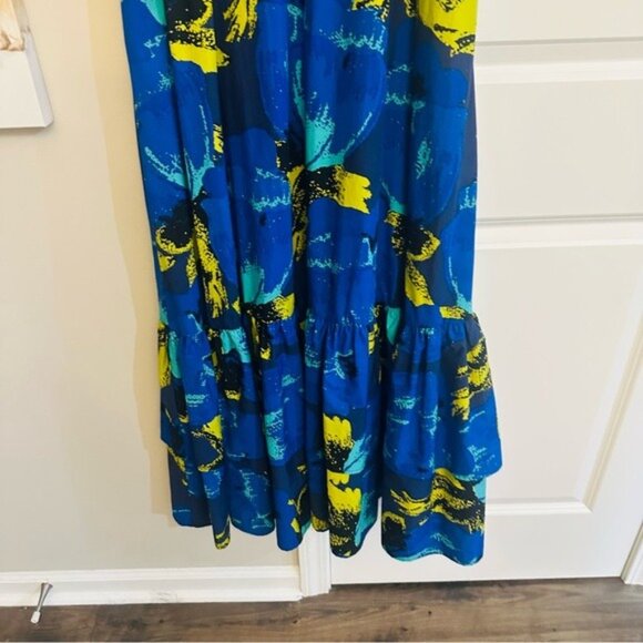 Christopher John Rogers Floral Puff Sleeve Tiered Maxi Dress Blue Size 4 NWT - Picture 6 of 13